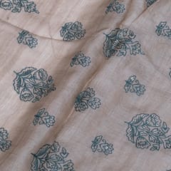 Light Beige Color Tussar Silk Embroidered Fabric