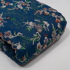 Blue Color Denim Embroidered Fabric