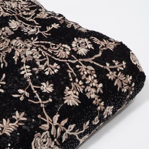 Black Color Georgette Embroidered Fabric