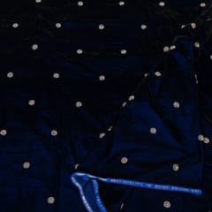 Navy Blue Color Velvet Embroidered Fabric
