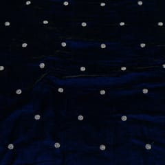 Navy Blue Color Velvet Embroidered Fabric