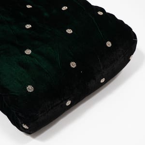 Bottle Green Color Velvet Embroidered Fabric