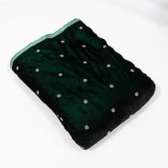 Bottle Green Color Velvet Embroidered Fabric