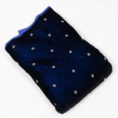 Navy Blue Color Velvet Embroidered Fabric