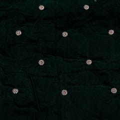 Bottle Green Color Velvet Embroidered Fabric