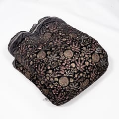 Black Color Velvet Embroidered Fabric
