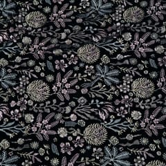Black Color Velvet Embroidered Fabric