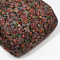 Black Color Velvet Embroidered Fabric