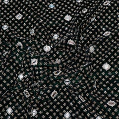 Bottle Green Color Velvet Embroidered Fabric