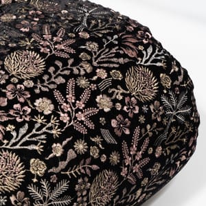 Black Color Velvet Embroidered Fabric