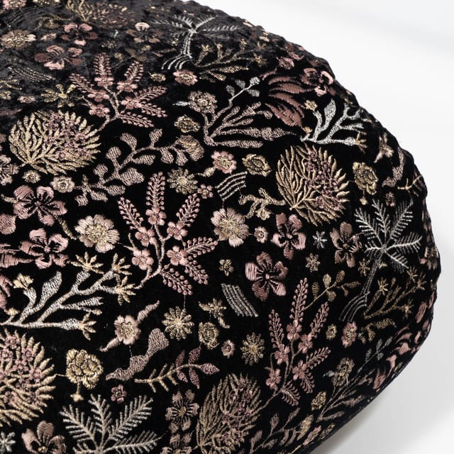 Black Color Velvet Embroidered Fabric