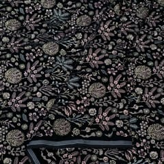 Black Color Velvet Embroidered Fabric