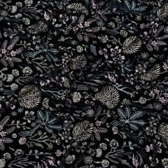 Black Color Velvet Embroidered Fabric