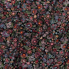 Black Color Velvet Embroidered Fabric