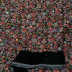 Black Color Velvet Embroidered Fabric
