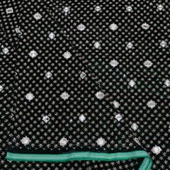 Bottle Green Color Velvet Embroidered Fabric