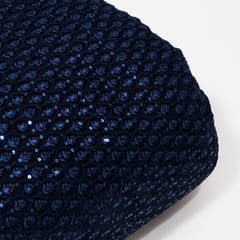 Navy Blue Color Velvet Embroidered Fabric