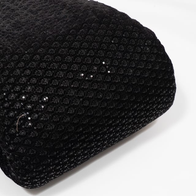 Black Color Velvet Embroidered Fabric
