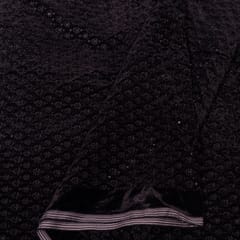Black Color Velvet Embroidered Fabric