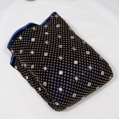 Navy Blue Color Velvet Embroidered Fabric