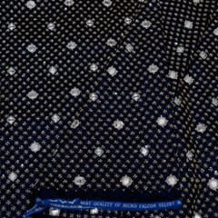 Navy Blue Color Velvet Embroidered Fabric