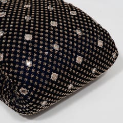 Navy Blue Color Velvet Embroidered Fabric