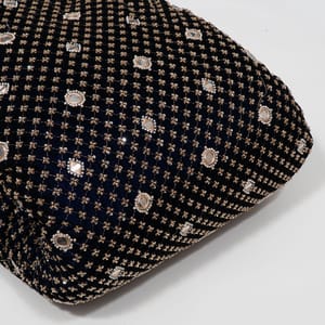 Navy Blue Color Velvet Embroidered Fabric