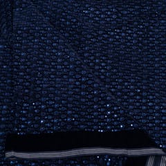 Navy Blue Color Velvet Embroidered Fabric