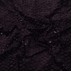 Black Color Velvet Embroidered Fabric