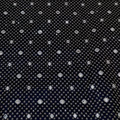 Navy Blue Color Velvet Embroidered Fabric