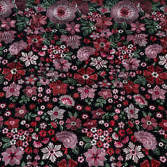 Black Color Velvet Embroidered Fabric