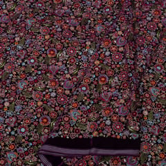 Purple Color Velvet Embroidered Fabric