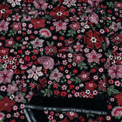 Black Color Velvet Embroidered Fabric