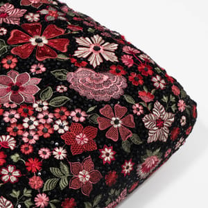 Black Color Velvet Embroidered Fabric
