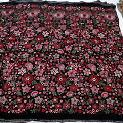 Black Color Velvet Embroidered Fabric