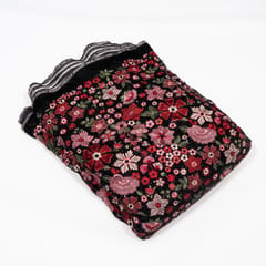 Black Color Velvet Embroidered Fabric