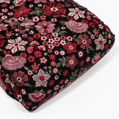 Black Color Velvet Embroidered Fabric