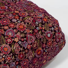 Purple Color Velvet Embroidered Fabric