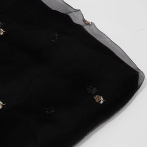 Black Color Pure Organza Embroidered Fabric