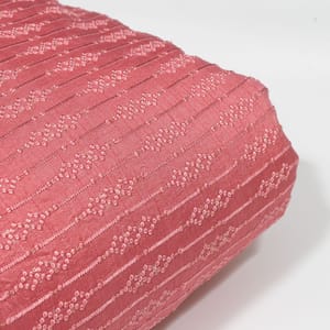 Onion Pink Color Dola Silk Embroidered Fabric