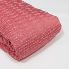 Onion Pink Color Dola Silk Embroidered Fabric