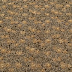 Grey Color Net Cutwork Embroidered Fabric