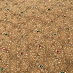 Gold Color Net Cutwork Embroidered Fabric