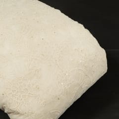 Dyeable Mal Chanderi Thread and Sequins Embroidered Fabric (1.75Meter Cut Piece)