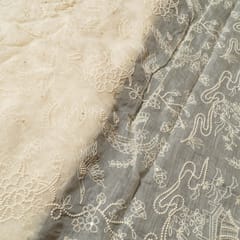 Dyeable Mal Chanderi Thread and Sequins Embroidered Fabric (1.75Meter Cut Piece)