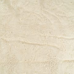 Dyeable Mal Chanderi Thread and Sequins Embroidered Fabric (1.75Meter Cut Piece)