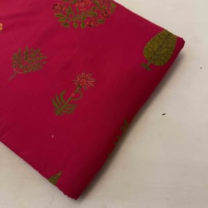 Majenta Color Cambric Cotton Printed Fabric (1.30Meter Cut Piece)