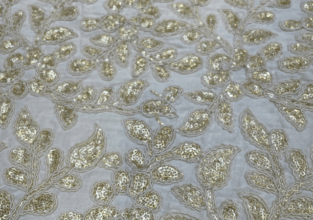 Dyeable Embroidered Cotton White Flowers