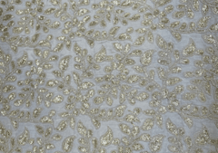 Dyeable Embroidered Cotton White Flowers