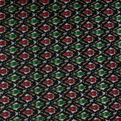 Black Colour Poly Tussar Printed Fabric